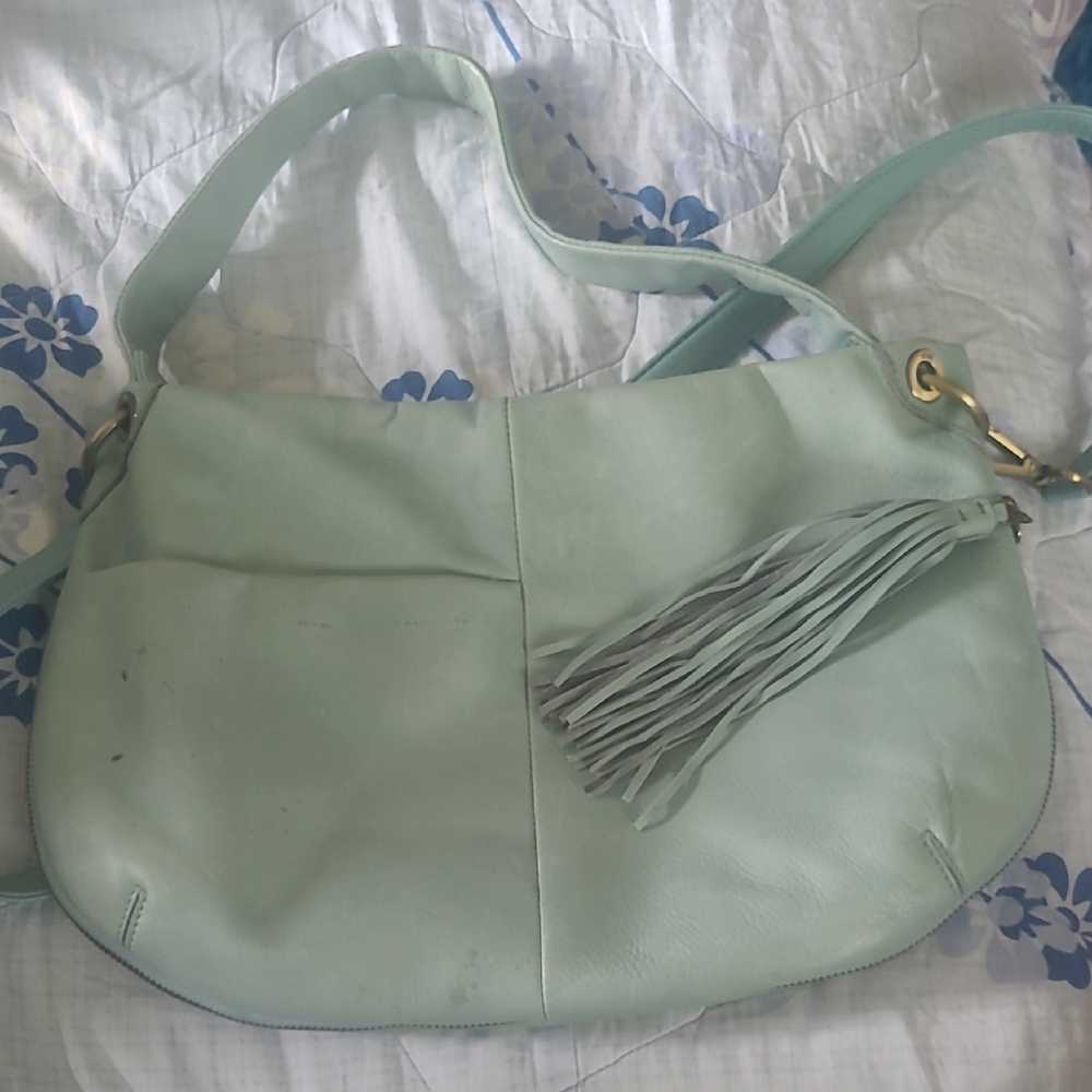 HOBO Mint Green Leather Shoulder Bag